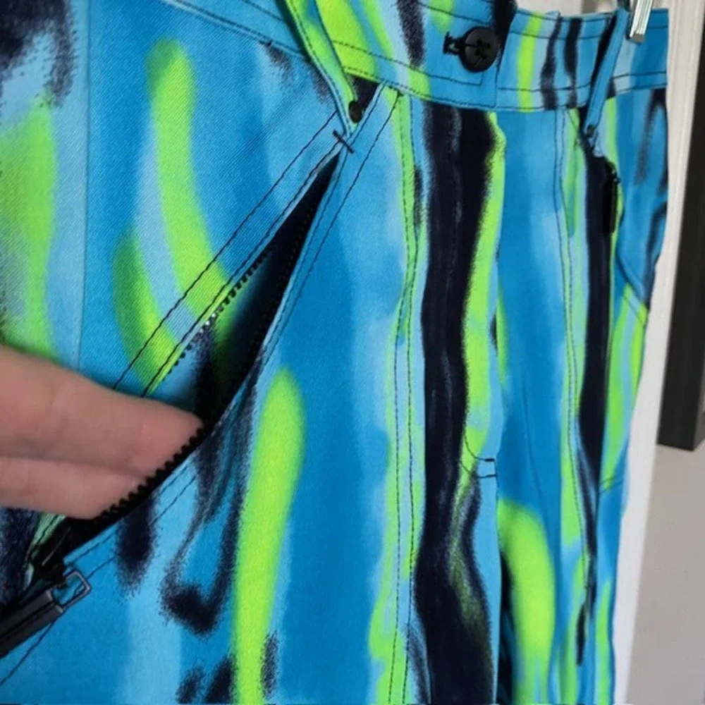 Jamie Sadock Golf Crop Pants Cloud 9 Multi-Color Neon Green Women's Size 2‎